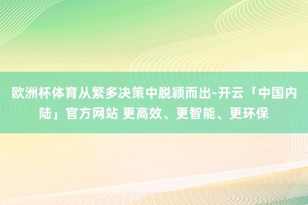 欧洲杯体育从繁多决策中脱颖而出-开云「中国内陆」官方网站 更高效、更智能、更环保
