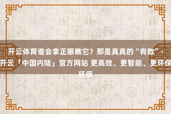 开云体育谁会拿正眼瞧它？那是真真的“有数”-开云「中国内陆」官方网站 更高效、更智能、更环保